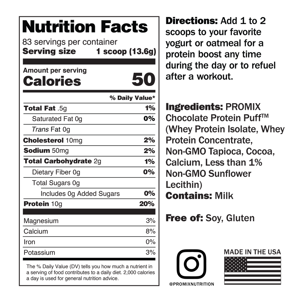 Chocolate Whey Protein Puffs, 2.5 LB Container