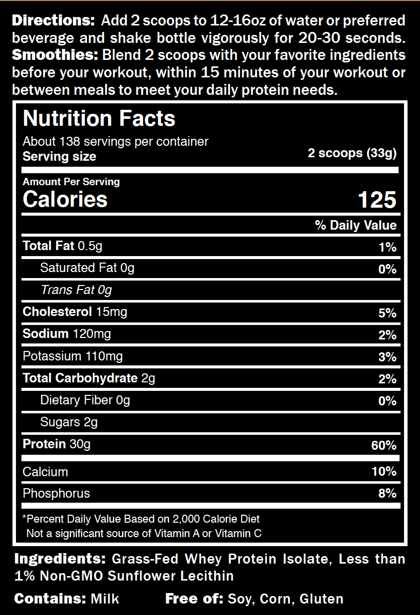 Unflavored Whey Isolate Protein Powder, 10 LB Bag